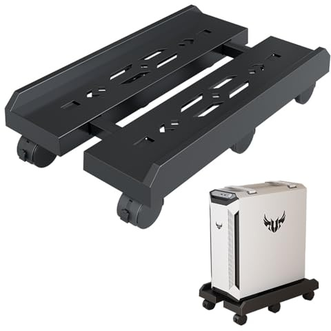 Niciksty Supporto per PC Case Stand, Supporto per PC Case con rotelle Bloccabili, Regolabile Computer CPU Holder e 6 Ruota, Adatto alla Maggior Parte dei Computer