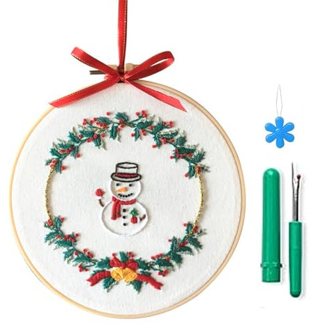 Embroidery Starter Kits with Christmas Pattern Full Ranges of Stamped Christmas Ornament Embroidery Kits for Beginners Christmas Embroidery Ornament Beginner Christmas Embroidery Ornament Kits Hand
