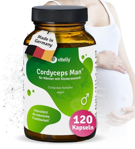 vitelly® Cordyceps Man Komplex I Männer mit Kinderwunsch I Spermienproduktion I 4 verschiedene Mikronährstoffe I Monatspackung (120 Kapseln)