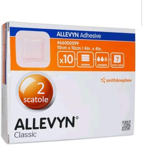 Cerotto Adesivo in Poliuretano, 10x10cm, 2 Scatole da 10 Cerotti, Totale 20 Cerotti