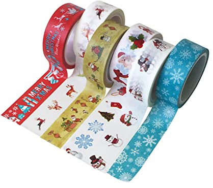 HOODANCOS Cartoon-washi-papierklebeband-set 6 Rollen Weihnachtsklebeband Für Wanddekorationsverpackungen