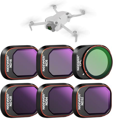 NEEWER ND&CPL Filter Set zum Aufstecken kompatibel mit DJI Mini 4 Pro, 6 Stück Polfilter und Graufilter ND8 ND16 ND32 ND64 ND128 mit ultradünnem Rahmen Drohne Objektiv Zubehör, beschichtetes HD Glas