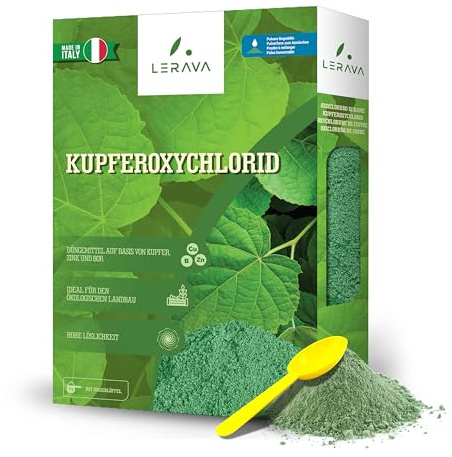 LERAVA Oxychlorure de Cuivre (2x800 g) - Aux maladies fongiques pour Jardin et Arbres Fruitiers - Traitement Mildiou et Cloque du Pêcher - Engrais foliaire pour Vigne, Tomate et Fraisier