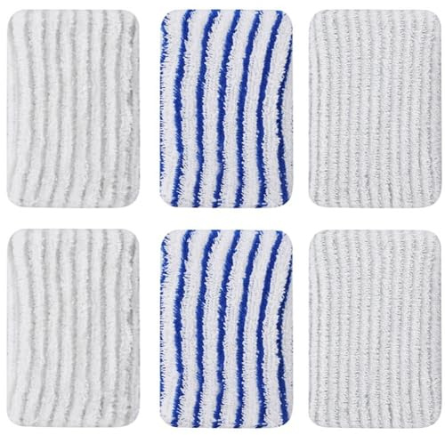 BRIOTA 6 Stück Ersatz-Mikrofasertücher für Rowenta Clean & Steam ZR850002 ZR005801, ZR005804, Wiederverwendbar Mikrofaser-Mopptuch (Blau und Grau)