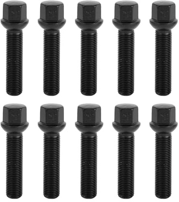 TUCKBOLD 10 Stück Verlängerte Radbolzen M14x1,5mm Für Porsche 911 | Schwarz, 55mm Schaftlänge, Für Porsche Boxster Cayenne, Für VW Amarok Multivan Touareg Transporter Bus, Radwechsel