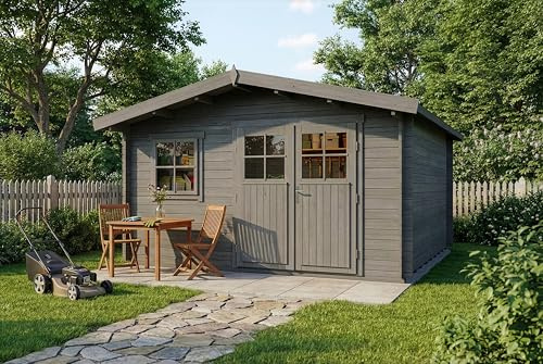 Alpholz Gartenhaus Valerie 428x427cm Imprägn. Grau mit Boden
