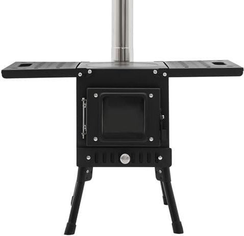 Estufa de leña para exterior y tienda de campaña | Calefacción de tienda | Estufa de camping portátil con chimenea | Horno plegable | Horno de tienda | Accesorios de camping
