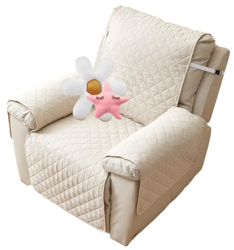 GYHH Sesselschoner Für Fernsehsessel, 1 Sitzer Relaxsessel Sesselschoner Armlehne,Liegesofa Sesselbezug Anti-Rutsc Sesselbezug Für Möbelschutz (Beige)