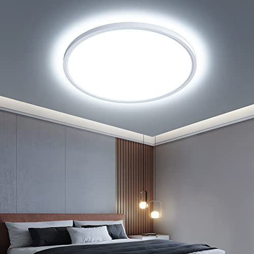 OTREN Plafoniera LED Soffitto, Lampadario Bagno 2400LM, Lampada Luce Moderna per Camera da Letto, Cucina, Soggiorno, Ufficio, Balcone, 6000K Luce Calda, Ø30CM
