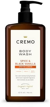 Cremo Rich-Lathering Spice & Black Vanilla Body Wash for Men, 32 Fl Oz