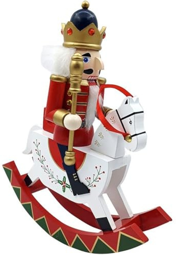 Lpitoy Hölzernes Schaukelpferd, Nussknacker, Soldat, Nussknackerfiguren Auf Schaukelpferd, Weihnachtsdekoration