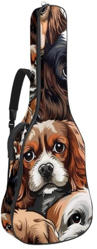 Tasche für Akustikgitarre in voller Größe, 1 cm dicke Polsterung, wasserdicht, 101,6 cm, 104,7 cm, 106,7 cm, Ölgemälde mit Pferden, Multicolor 08, 42.9x16.9x4.7 in, Lässiger Tagesrucksack
