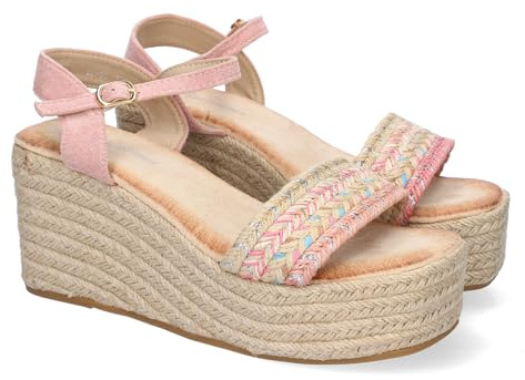 shoes&blues.es Sandalia de Cuna de Yute para Mujer, Comodas y Elegantes, Diseno Moderno con Pala Trenzada y Cierre de Hebilla, Ideales para Primavera-Verano.