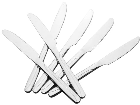 Gloreen Dinner Knife Set of 12, Stainless Steel Kitchen Table Knives