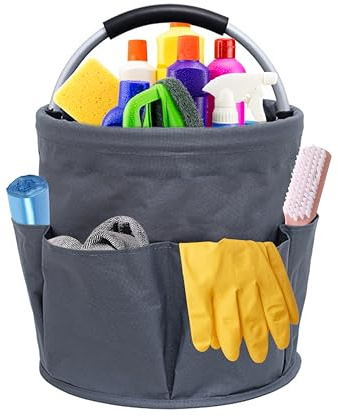 QIANAI Cesto per la Conservazione, Carrello Pulizie con Manico,Grande Contenitore Organizer per La Pulizia Professionali,Multi Tasche,Borsa per La Pulizia,Facile da Pulire e Trasportare