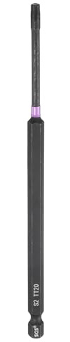 sourcing map TT20 Embouts de tournevis à choc à tête Torx 6,35 mm Tige hexagonale 150 mm de long magnétique inviolable 6 points en acier phosphate S2 Outils électriques avec trou