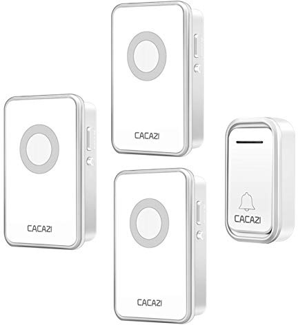 SLDAGe Sonnette sans Fil Exterieur Étanche, Longue Portée 300M de Carillon Electronique Kit, 38 Mélodies au 3 Niveaux Volumes pour Maison, Indicateur LED Bleu, (3 récepteur + 1 émetteur),Argent