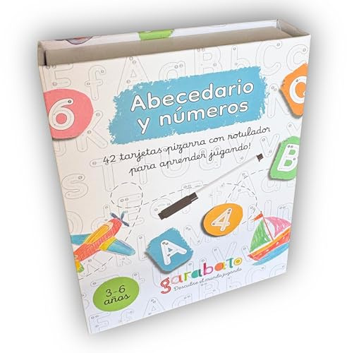 Pedagogiska alfabetskort XL – versaler och små bokstäver + siffror 1 till 10, pedagogiskt spel 3–6 år – raderbara Montessori-flashkort med markörpenna och magnetlåda
