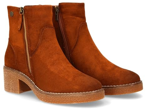 shoes&blues.es 96947 Botin para Mujer con Diseno Clasico Cremallera Lateral Decorativa, Tacon Ancho. Ideal Temporada de Otono Invierno. Cuero Talla 38