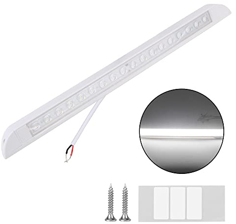 18 LED 12-28V Tenda da sole Lampada da campeggio esterna Attrezzatura leggera for camper Caravan Lampade da parete for interni Lampada da esterno for rimorchio 6000k per Roulotte e Barche(White)