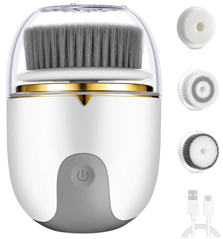 Ansiktsskrubbare, ansiktsrengöringsborste 2 lägen vattentät elektrisk ansiktsskruber, USB-uppladdningsbar exfolierande borstrengöring med 3 huvuden för exfoliering