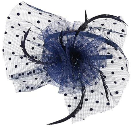 UPKOCH Cappello Fascinator Vintage in Pizzo Fascia in Rete Blu Scuro Copricapo da Donna per Carnevale Halloween Matrimoni e Feste Accessorio Cerchietto Elegante per Eventi e Serate
