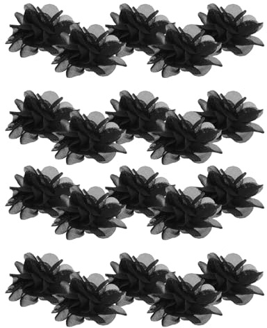 GRIRIW 20 Stück Künstliche Chiffonblumen aus Netzgewebe 5cm Leichte Blütenköpfe zum Aufnähen für Kleiderversorgung und Bastelarbeiten