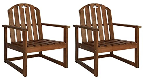 Tonture Garten-Armlehnstühle 2er Set, Massivholz Akazie Geölt, 60x63x79 cm, Witterungsbeständig für Balkon, Terrasse & Outdoor-Essbereich, Langlebige Sitzgelegenheit