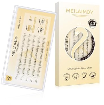 MEILAIMDY Pestañas Autoadhesivas Inferiores, Pestañas Artificiales DIY Clusters 40 Piezas 0,07mm Curva J – No Necesita Pegamento/Removedor, Naturales Suaves Fibra PBT, Maquillaje 5-7mm (MBSA-DIY-003)