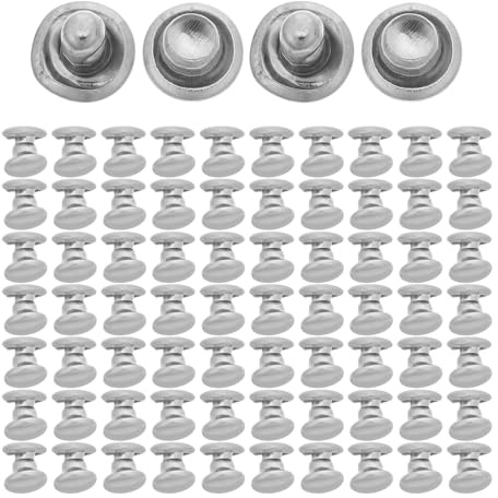 GALPADA 100 Piezas Remaches Redondos de Doble Tapa 5x5 Mm Cobre Plateado, Remaches Metálicos para Coser, Cierres a Presión y Reparaciones de Cuero en Manualidades y Ropa