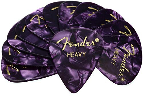 Fender 351 Form Premium plektrum (12 pack) för elgitarr, akustisk gitarr, mandolin och bas 351 - Heavy PURPLE MOTO