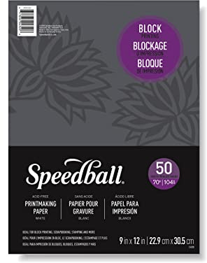 Speedball Printmaster Paper, 9x12, 50-Sheets, 70lb, 104gsm for Block and Relief Printmaking, Ideal for Students and Everyday Use