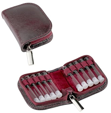 Globulitasche mit 10 Gläsern für Homöopathie, Taschenapotheke (Leder bordeaux)