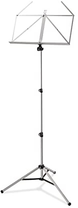 K&M 10065 Notenpult Nickel– Faltbarer Notenständer für Trompetenkoffer – Ausziehbares Stativ von 58,5 – 122 cm Höhe