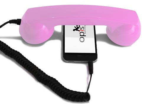 Opis 60s Micro: Un Combiné Téléphone Portable Rétro et Combiné USB-C/Jack pour iPhone 15+ et Android (Rosa)