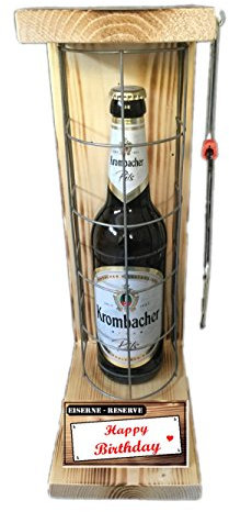 Krombacher Pils Happy Birthday - Eiserne Reserve mit einer FlascheKrombacher Pils Bier Biergeschenk, Geschenke zum Geburtstag Biergeschenk Bier (1 x 0.5 l)