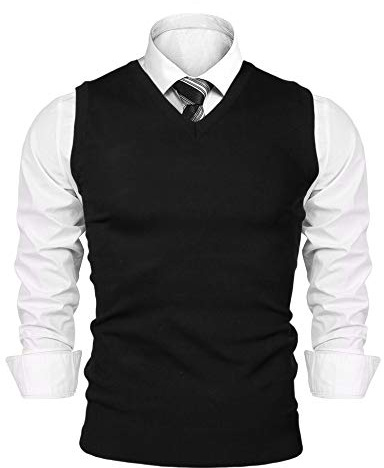 iClosam Chaleco SuéTer para Hombre AlgodóN V-Neck Esencial Jersey Sin Mangas Rebecas Chaqueta Pullover Invierno