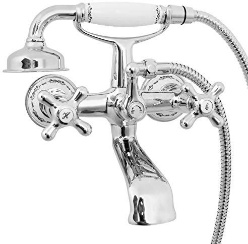 Welfenstein Nostalgie Wannenarmatur WA-T4B-03 Retro Zweigriffmischer Kreuzgriff