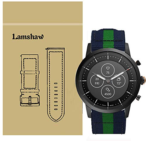 LvBu Armband Kompatibel für Fossil Collider HR, Nylon Strick Replacement Uhrenarmband für Fossil Hybrid Smartwatch HR Collider/Fossil Collider Hybrid Smartwatch (Blau+Grün+Blau)
