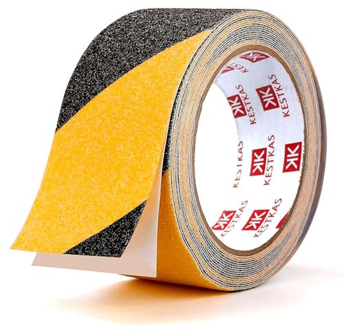 KESTKAS Cinta Antideslizante Escaleras 50mm x 10m - Tiras Antideslizantes Escaleras - Cinta Seguridad - Cinta Adhesiva Antideslizante para Interior y Exterior