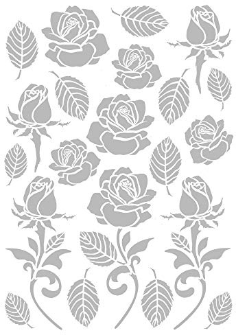 Ideen mit Herz Metallic Bügeltransfer | glänzend | DIN A4 | Textilien wie Taschen mit Bügelmotiven verzieren | Bilder schnell & einfach aufbügeln | DIY Textildesign (Rosen & Blätter | silber)