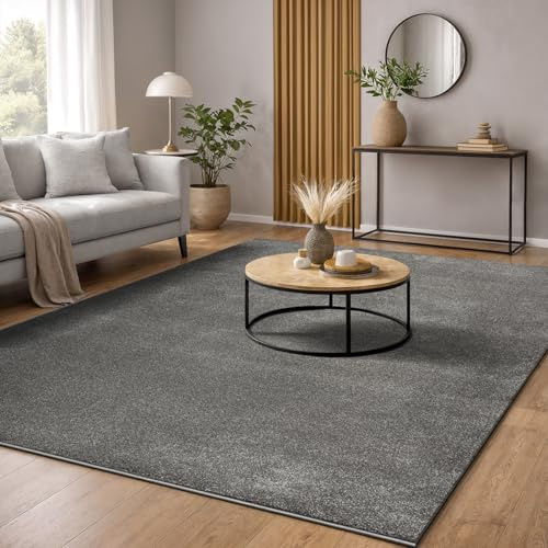 the carpet Marley eleganter Designer Teppich Wohnzimmer, weicher & pflegeleichter Kurzflor Wohnzimmerteppich in Anthrazit, Teppich 120 x 170 cm