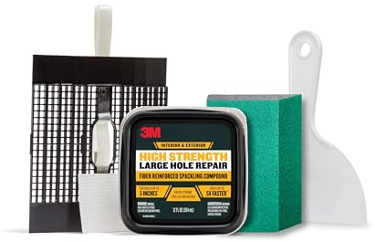 3M High Strength Large Hole Repair Kit, Includes Spackling Compound 32 oz, Spreader, Sanding Sponge, Hole Repair Plate & Tape, Easy Wall Repair Kit, No Shrinking, Cracking or Sagging (LHR-SIOCKIT)