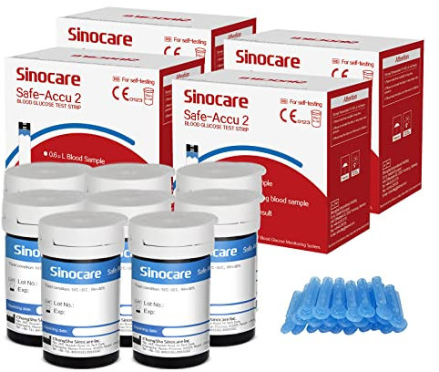 sinocare (Safe-Accu 2) Glucose Test Strips/Blood Sugar Test Strips 200 pcs No Code/for sinocare (Safe-Accu 2) Blood Glucose Monitor Only