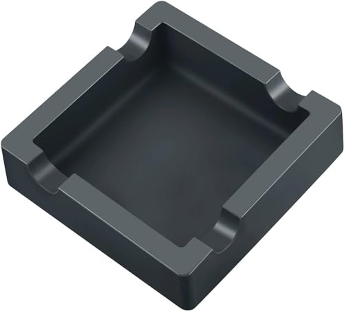 Cigar Ashtray,Silicone Outdoor Ashtray for Outside Patio Indoor,Large Cigar Rests Ash tray Outdoors,Unbreakable/Non-slip/Burn-resistant Ashtrays (Black)