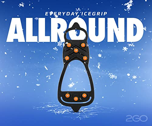 2GO Everyday Icegrip Allround Anti-Rutsch Schuhspikes, 8 Spikes für den ganzen Fuß, Schuhkrallen, Steigeisen, Schnee Spikes, Schneeketten für Schuhe, optimaler Halt auf EIS & Schnee, Gr. M