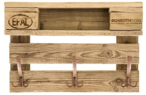Schroth Home PALrobe Tiny 58 x 39 x 14,5 cm rechteckig – Wandgarderobe im VINTAGE Look mit Ablage – Garderobe aus Holz – mit Haken