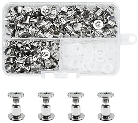 JINTANG 90 Sets Chicago Buchschrauben,M5×5mm Binding Schrauben kit silbrig | Schraube Metallzubehör Nägel Nieten Chicago Button für DIY Leder Dekoration, Bookbinding
