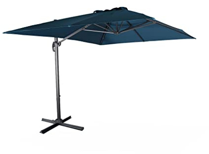 Alice's Garden - Parasol déporté rectangulaire 3x4 m - Wimereux - bleu canard- Parasol excentré inclinable dans 5 positions. rotatif à 360°.