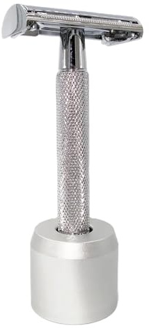 Magyfosia Butterfly Open Double Edge Safety Razor Kit with Stand Holder Diamond Design No Slip Handle Shaving Setting 10pcs Blades Refills Included Smooth Clean Body Shaver for Husband Father